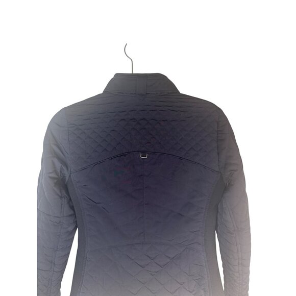 ZARA XS Quilted Navy Jacket Gold Zipper Pockets & Chain Detail - Picture 11 of 13